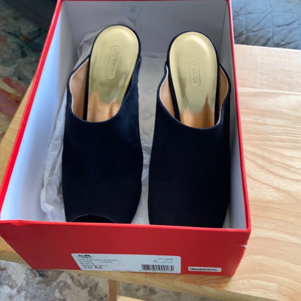 Coach Hollie Kid Suede Wedges